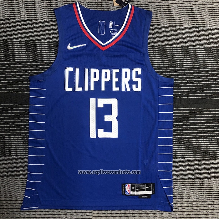 Camiseta Los Angeles Clippers Paul George #13 Icon 2020-21 Autentico Azul